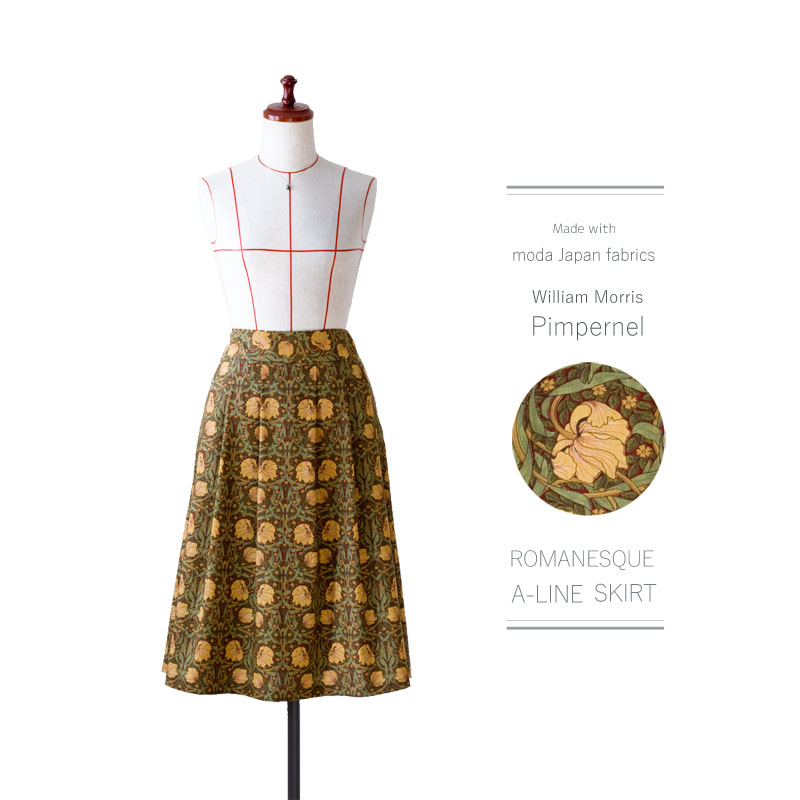moda Japan ウィリアム・モリス ピンパーネル 仕立て ロマネスク Ａラインスカート