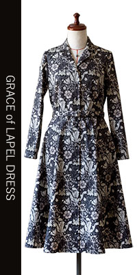 Best of Morris ウィリアム・モリス コンプトン仕立て流麗ノッチドカラー・ワンピース