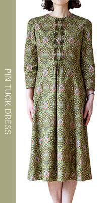 Best of Morris ウイリアム・モリス意匠柄エデン仕立て流線ピンタック・ワンピース
